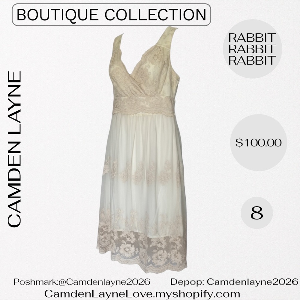 Rabbit Rabbit Rabbit Cream Lace MIDI Dress - Picture 4 of 14